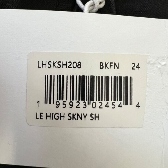 Frame Denim Womens Le High Skinny Jeans Blackfinn Black Raw Step Hem size 24 - Picture 15 of 16